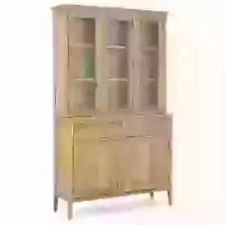 Medium Waxed Oak Finish 3 Glazed Door Dresser Unit with Storage